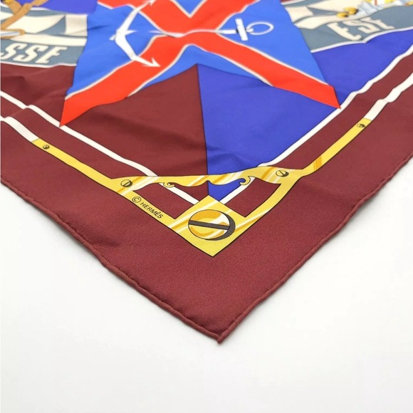 HERMES Scarf Carre 90cm Multi- Sextants Vintage - Picture 8 of 16